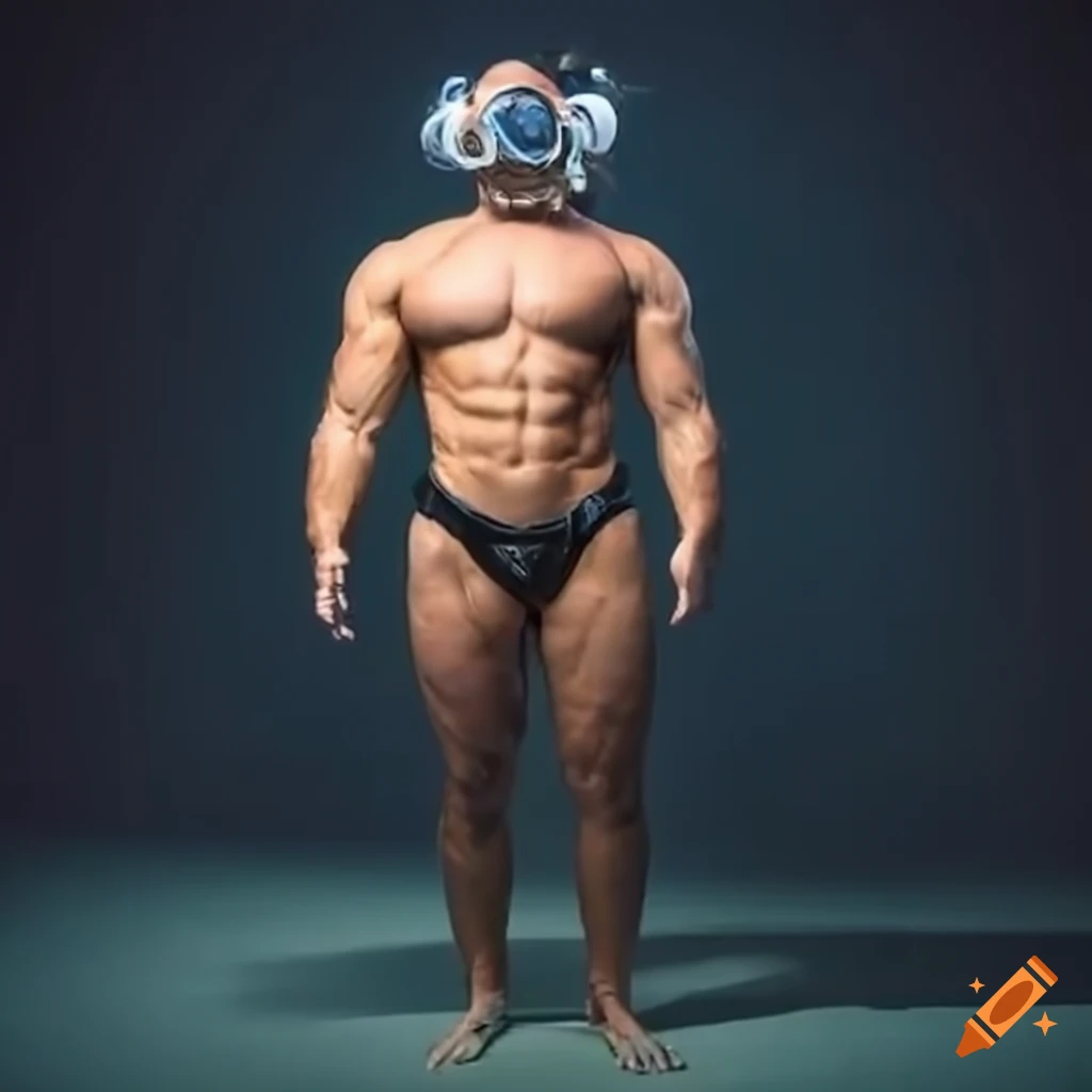 Man in a diving suit with muscles