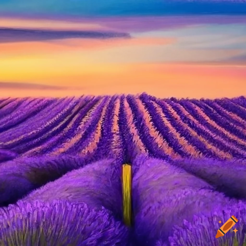 Lavender field in four vibrant colors on craiyon