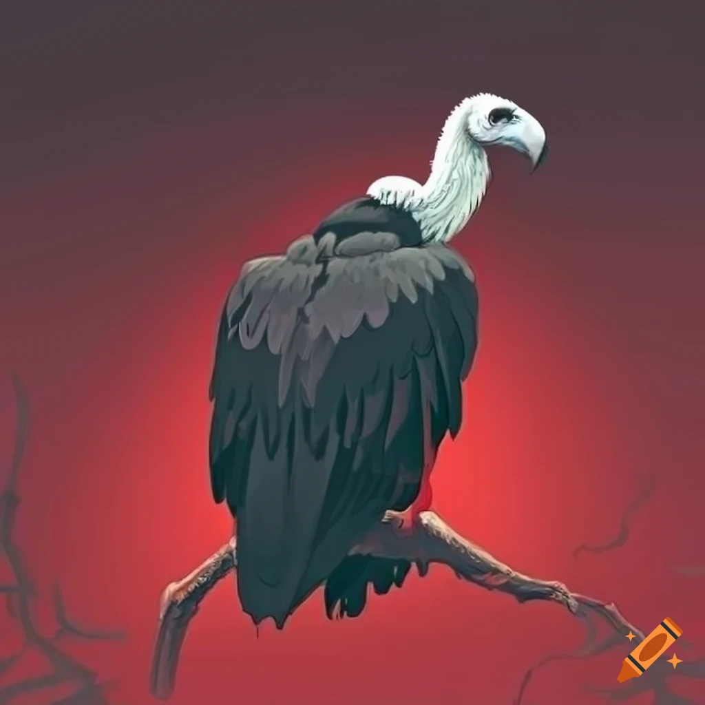Cool vulture bird in black and red graphic art