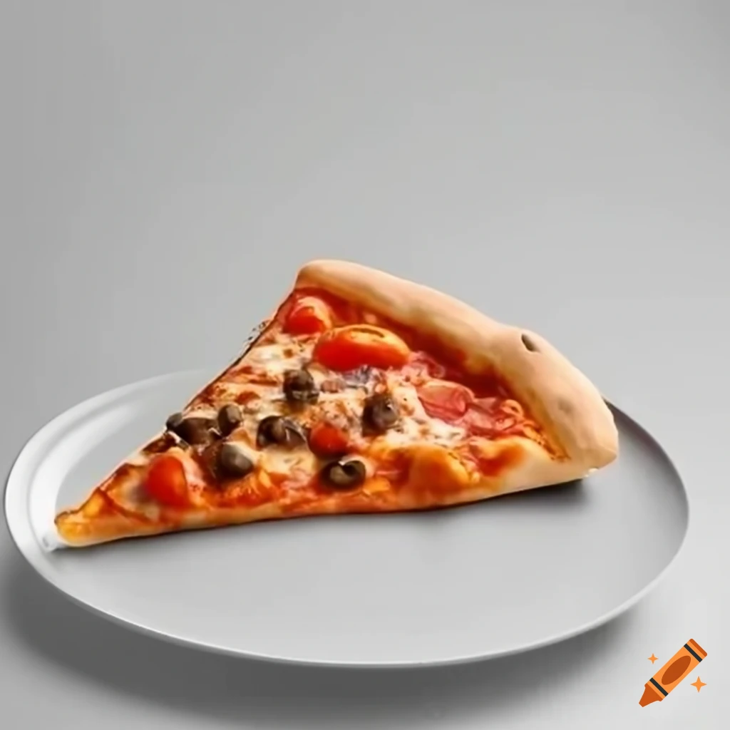 Pizza on a plate on white background