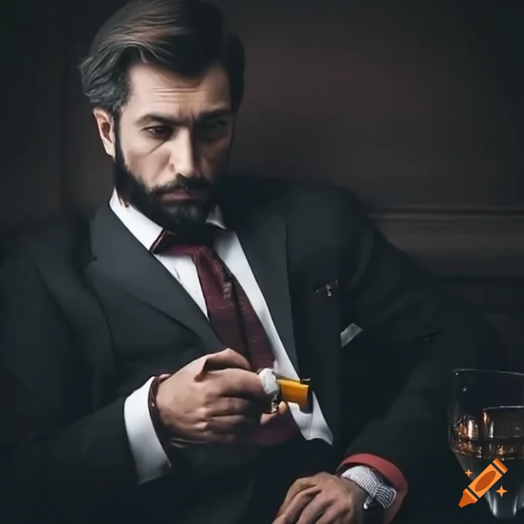 Suited gentlemen deep in conversation with a cigarette