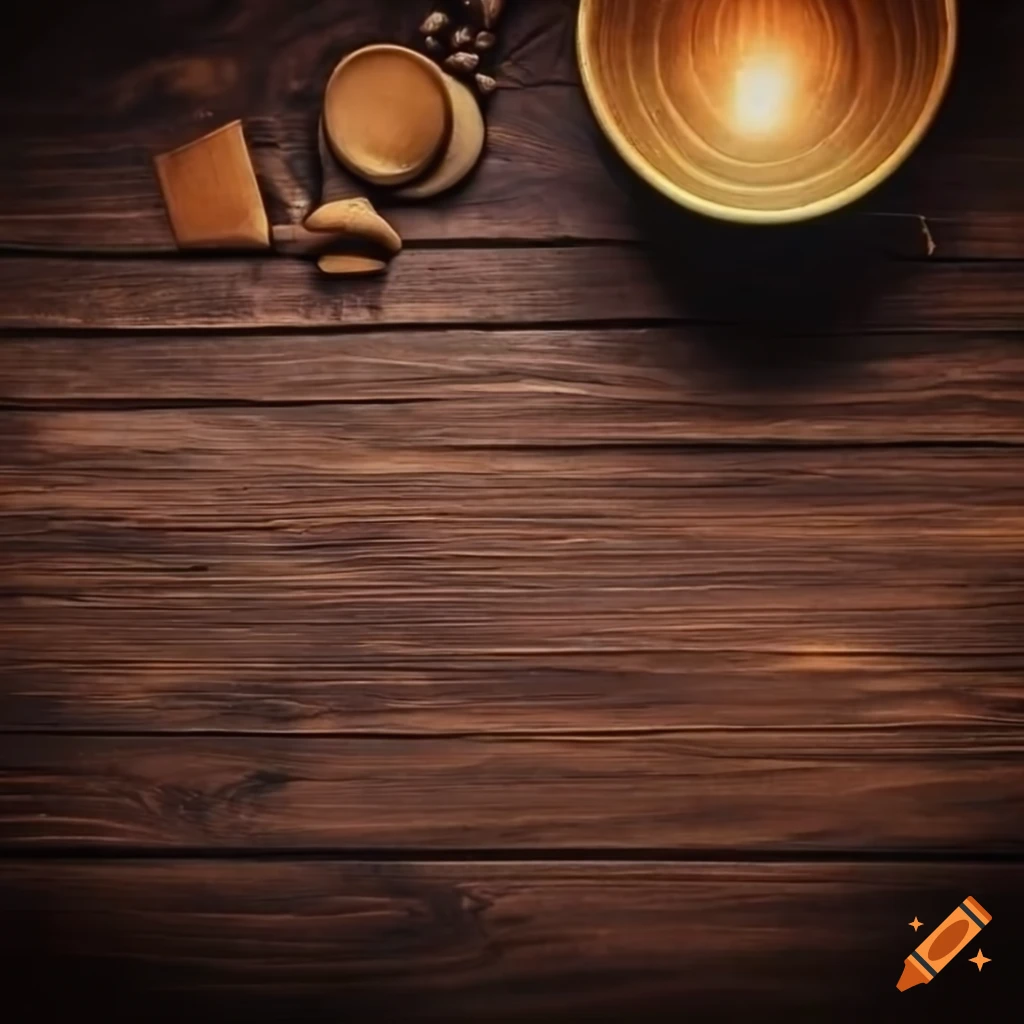 Flat lay alchemist wooden table with empty space