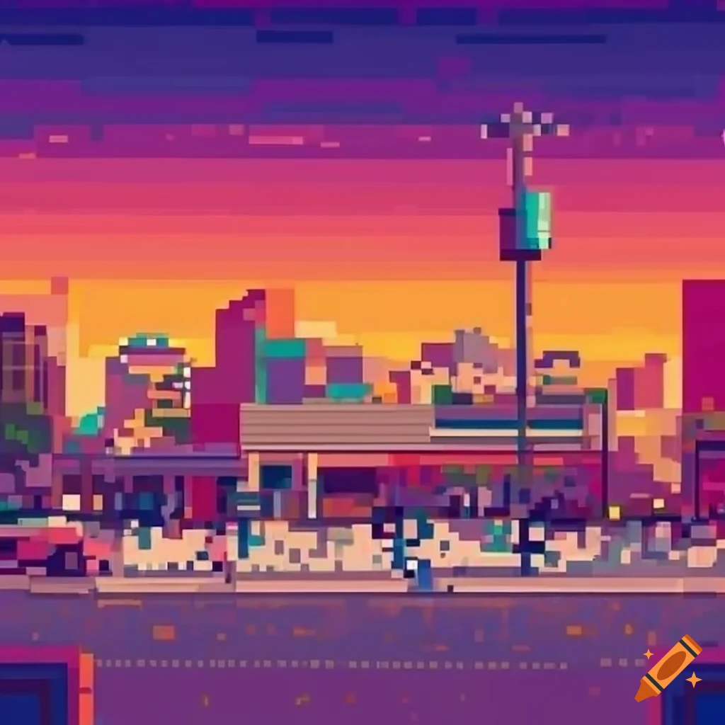 Pixel art nes inspired street crowd view with 128 color palette on Craiyon