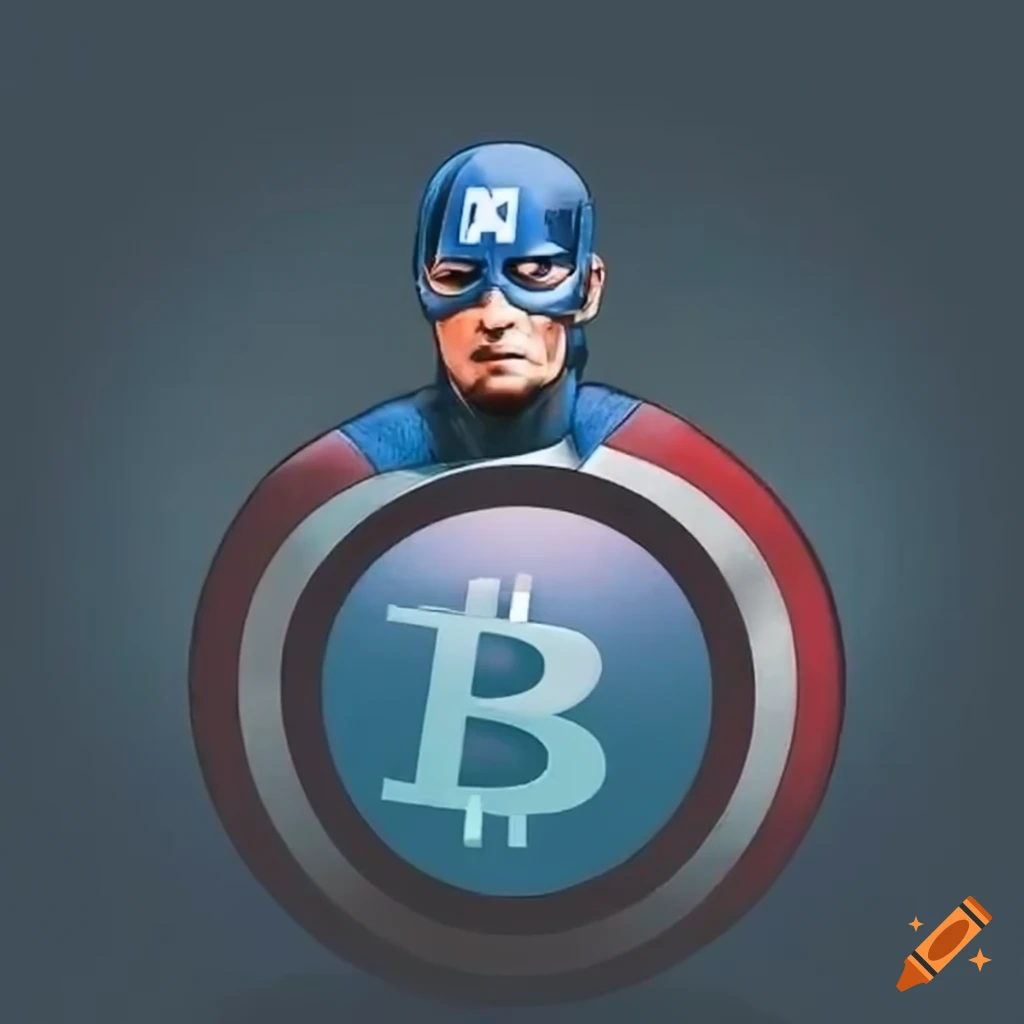 Captain America holding shield with Bitcoin logo on Craiyon