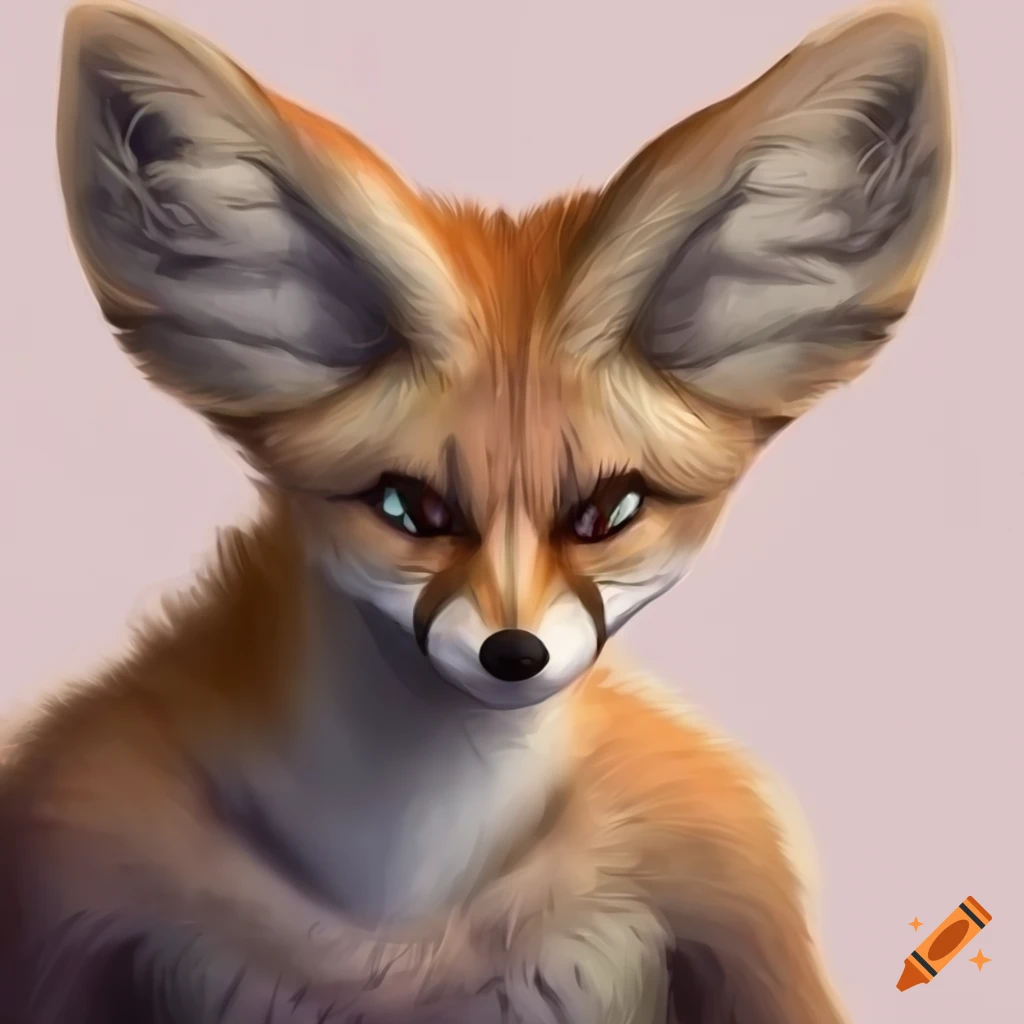 Anthropomorphic illustration of a sad female fennec fox