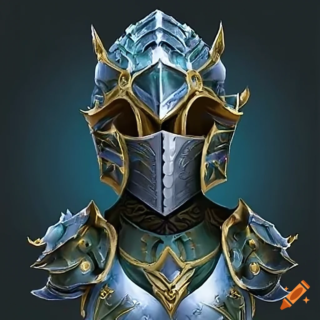 Front view of magic armor on Craiyon