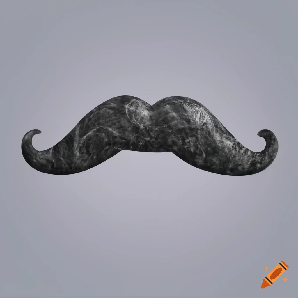 Highly rendered marble mustache on a white background