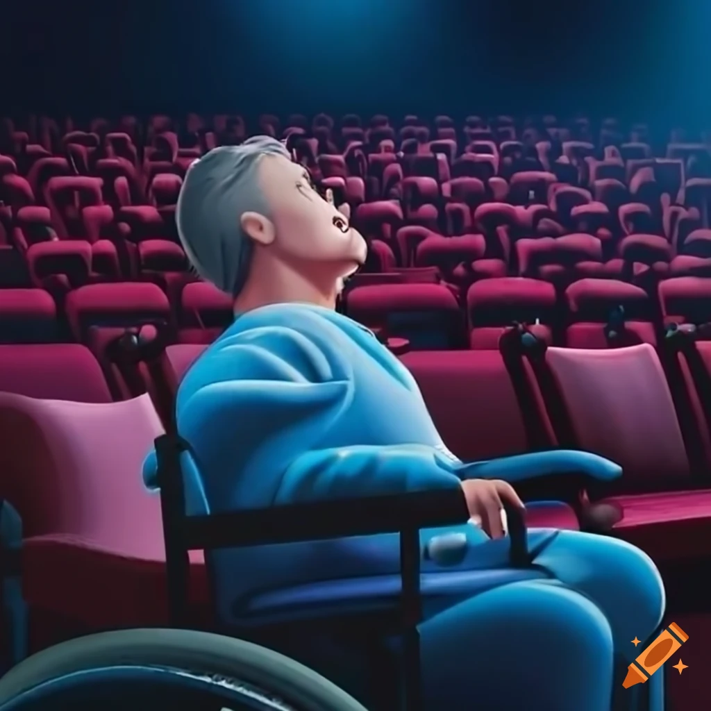 Person in wheelchair in a movie theatre