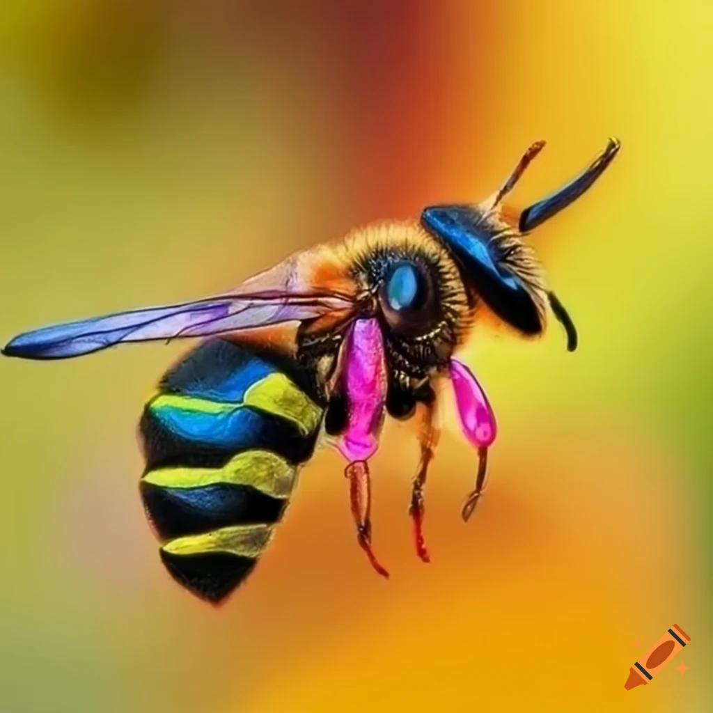 Colored pencil drawing of a honey crystal wasp bee in vibrant colors on ...