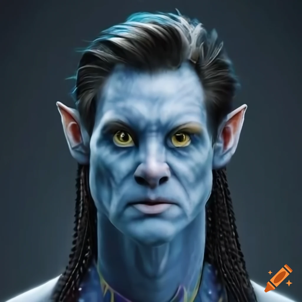 Jim Carrey in Avatar movie character in hyperreal style