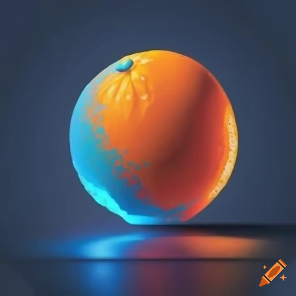 Media naranja con fondo tecnológico azul
