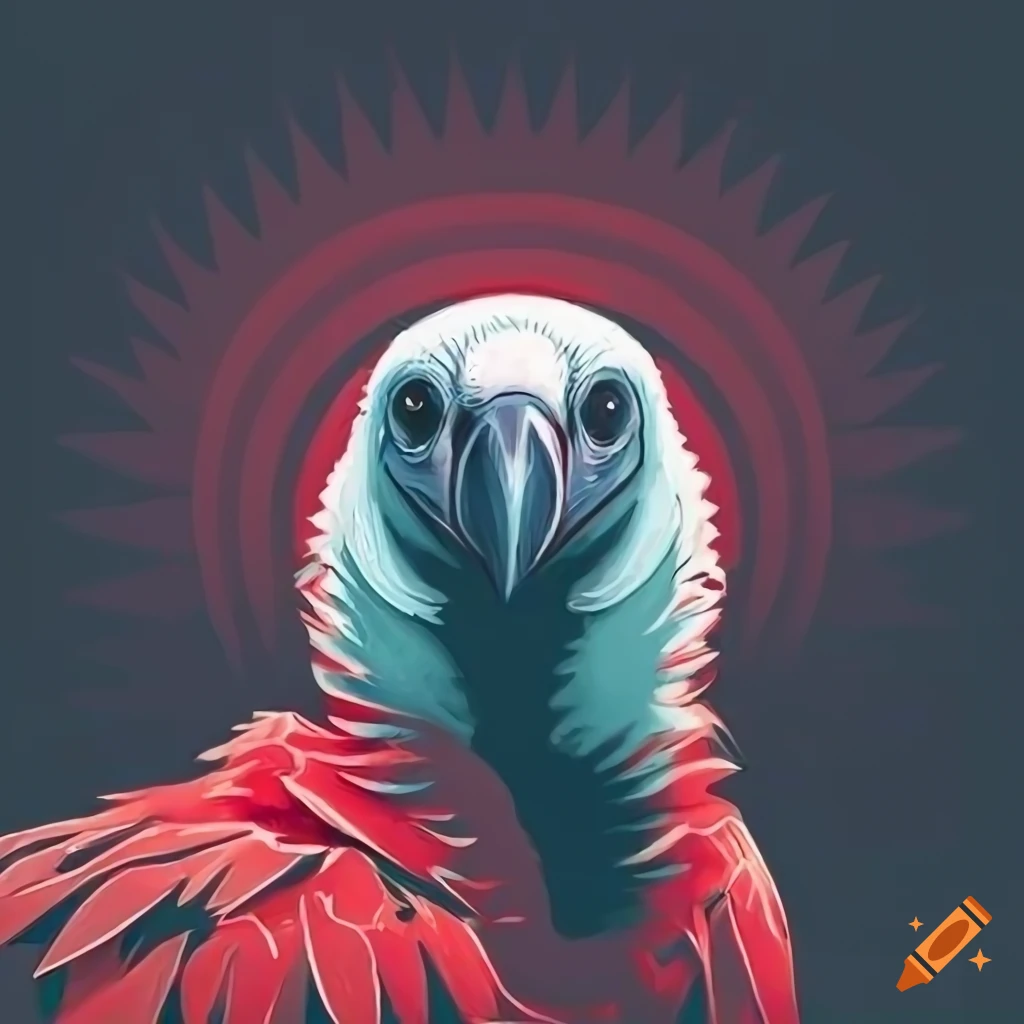 Cool vulture bird in black and red graphic art