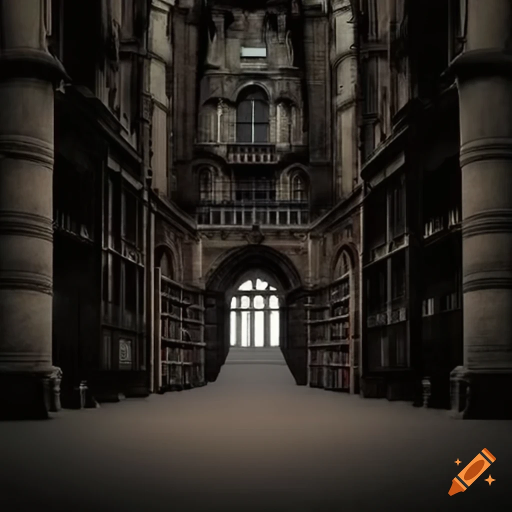 Horror movie poster featuring an ominous library building