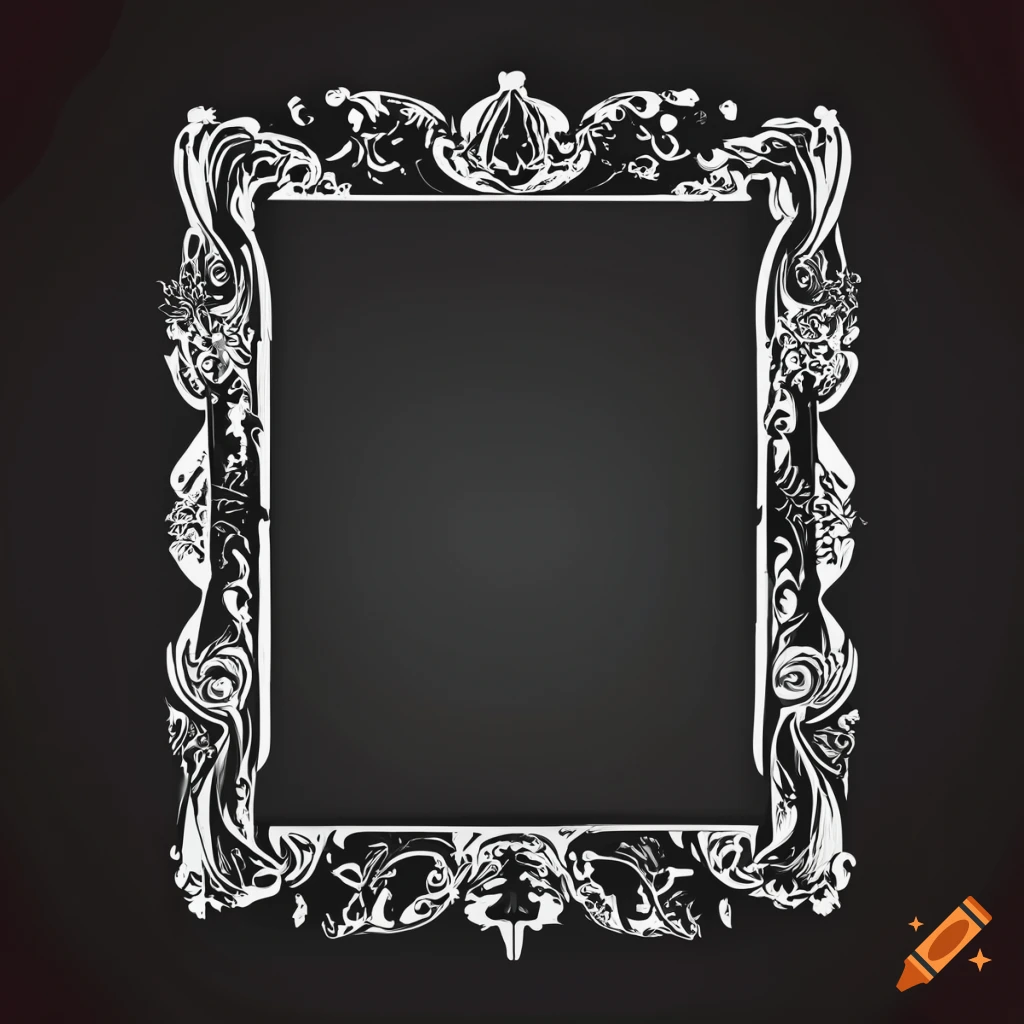 Art Nouveau style black and white minimalist rectangular frame border