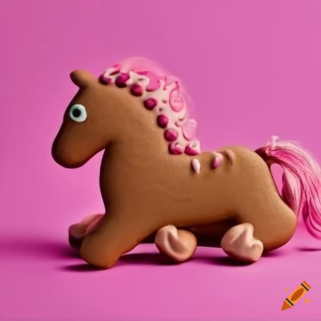 Toy horse gingerbread with pink mane