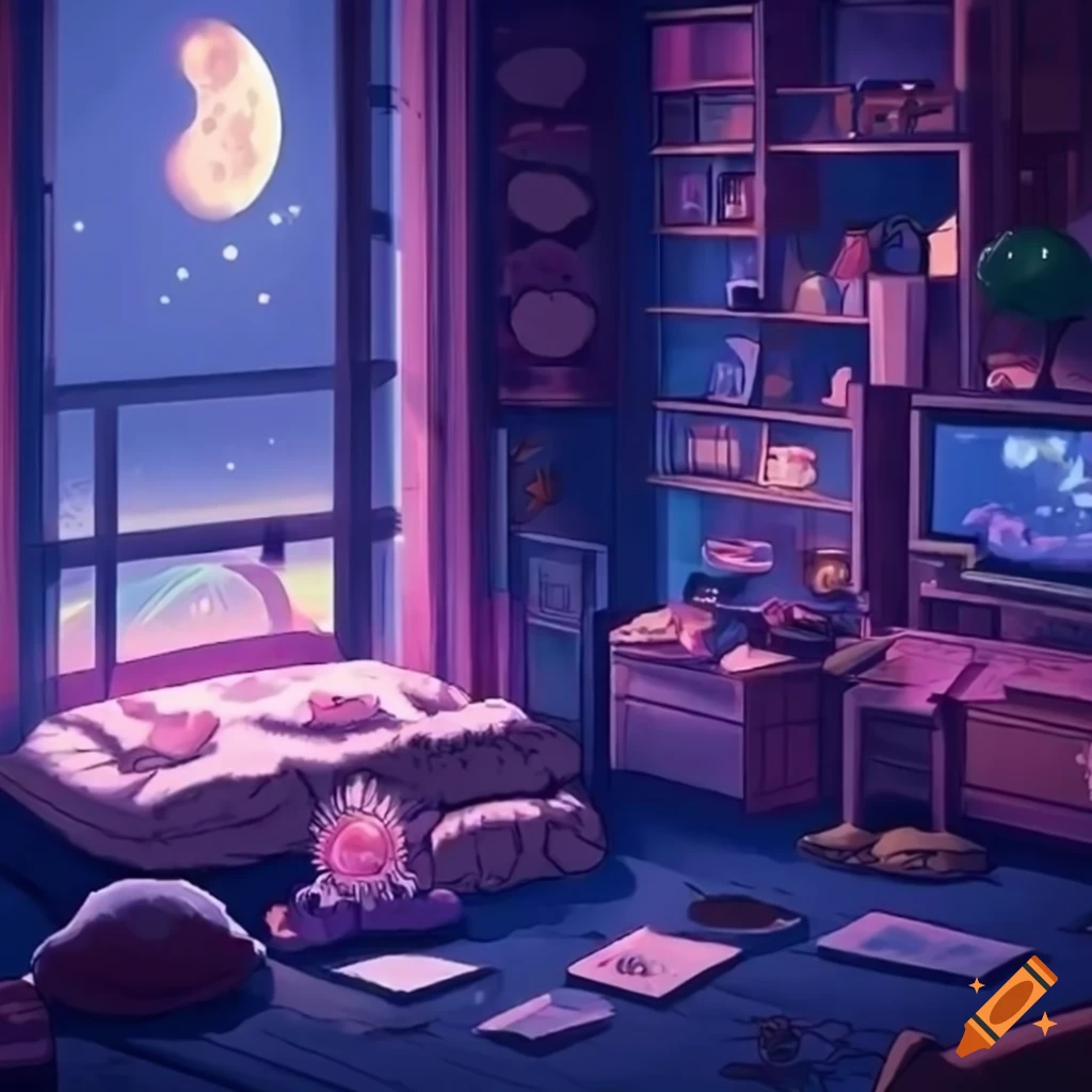 Lofi Night Aesthetic Anime Bedroom