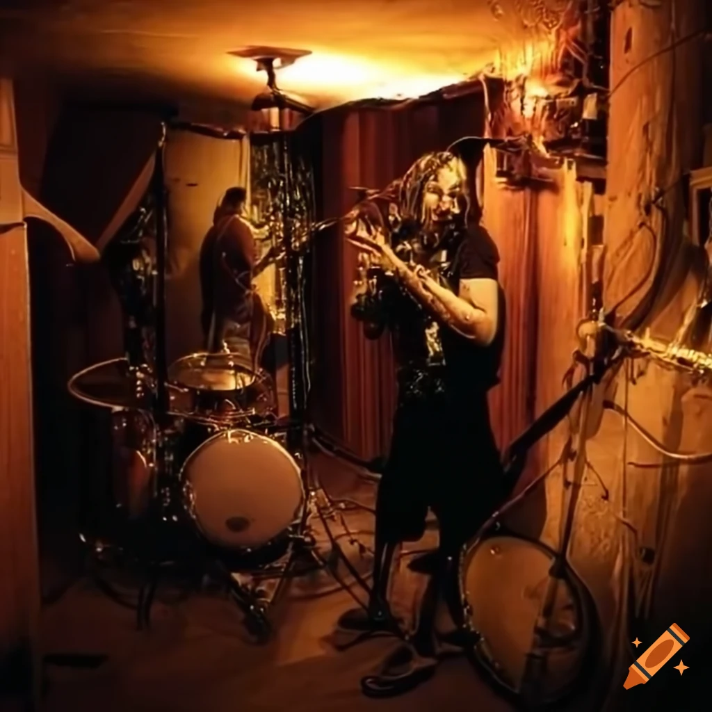 Band playing in a basement