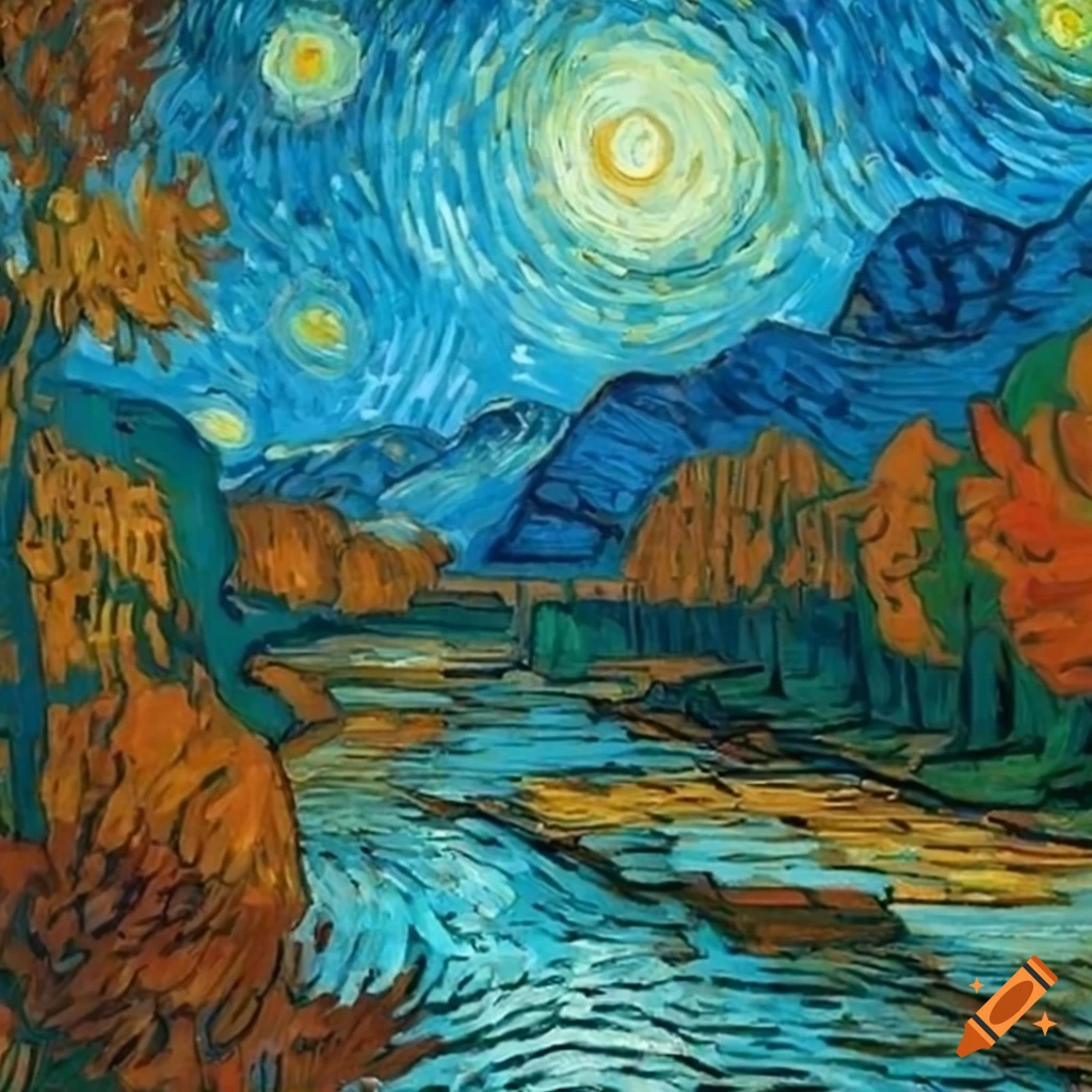 Plaine d'automne dans le style de Van Gogh