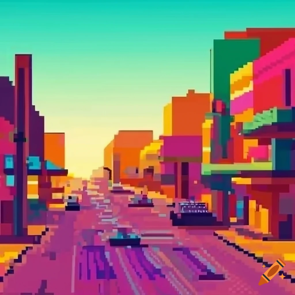Pixel art nes inspired street crowd view with 128 color palette on Craiyon
