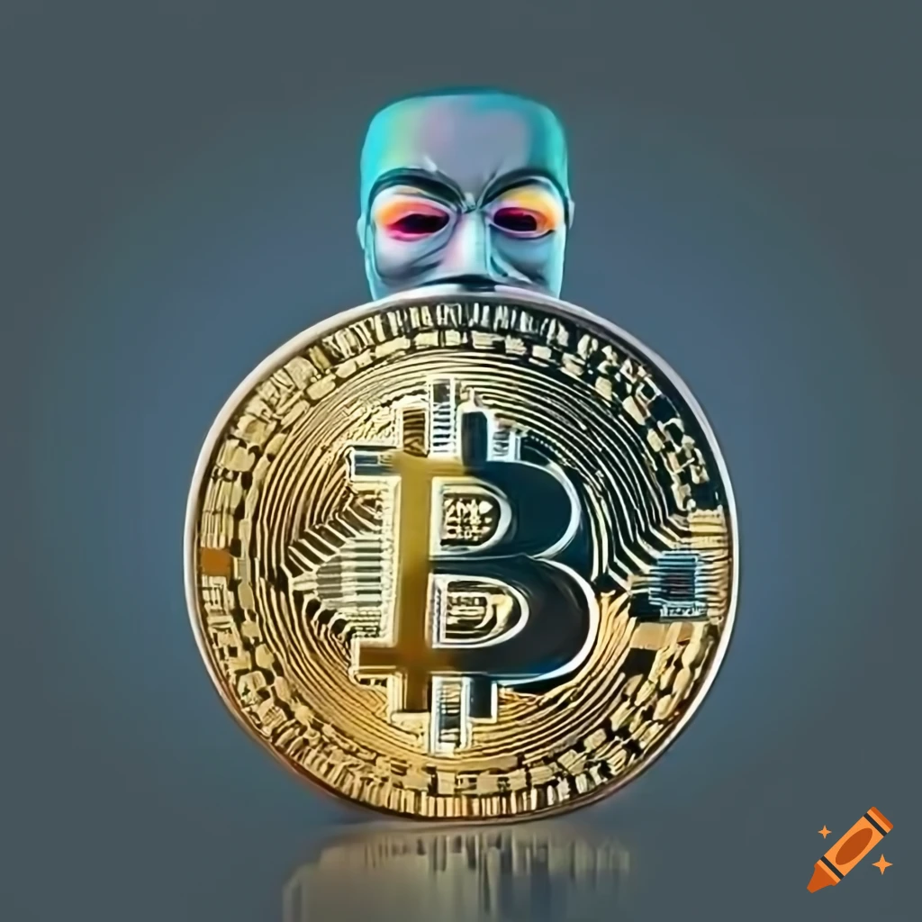 Anonymous figure with crypto bitcoin symbol on Craiyon