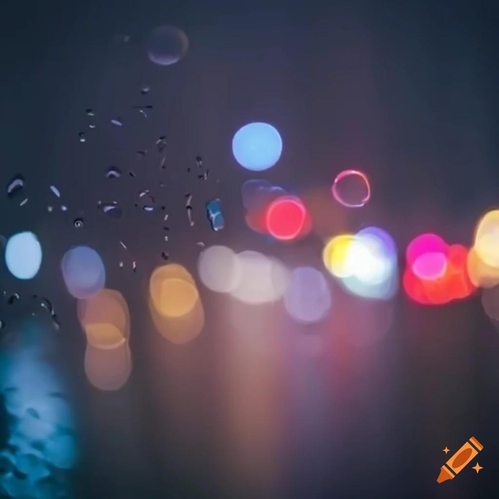Blurry rainy background with lights