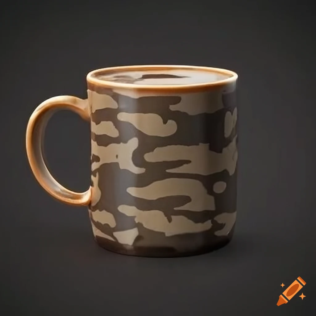 Coffee in a camouflaged mug