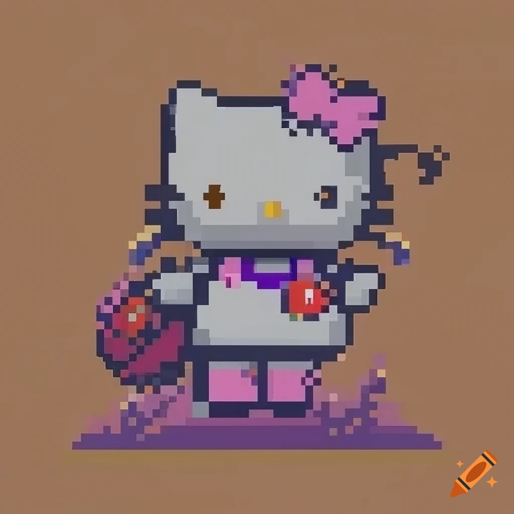 Pixel art with dithering in NES style inspired by Hello Kitty