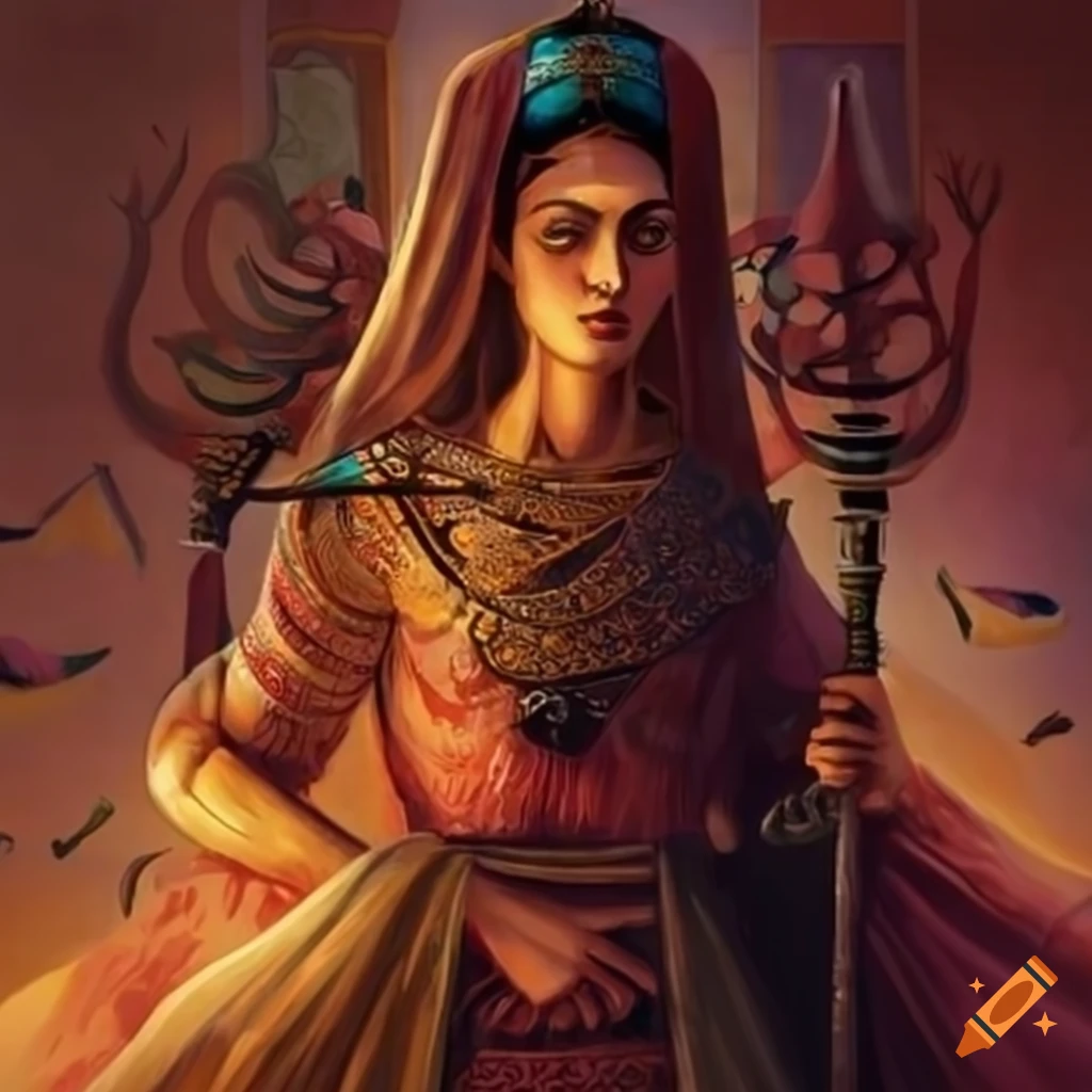 Persian inspired artwork of the epic story of Jamshid and Zahhak