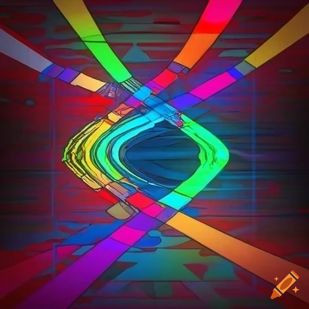 Techno track visualization with acid bass line and colorful melodics on Craiyon