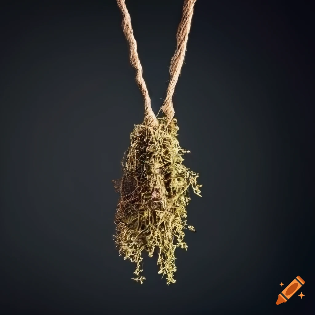 Dried herbs hanging on rope on a black background