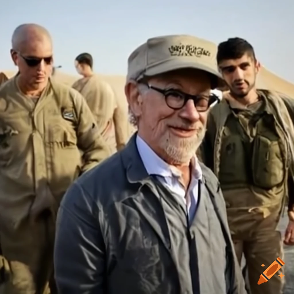 Steven Spielberg at Rafah tent city in Gaza Strip