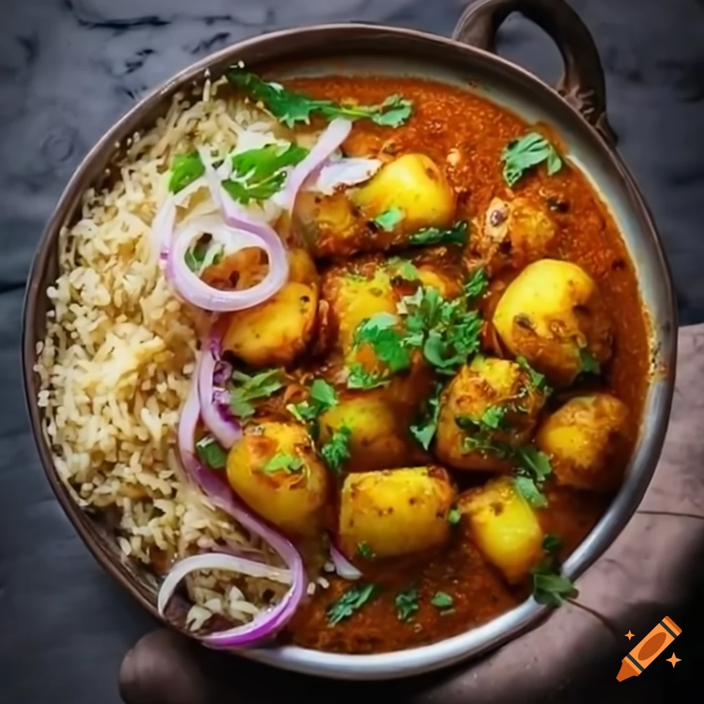 Dum Aloo Chawal dish