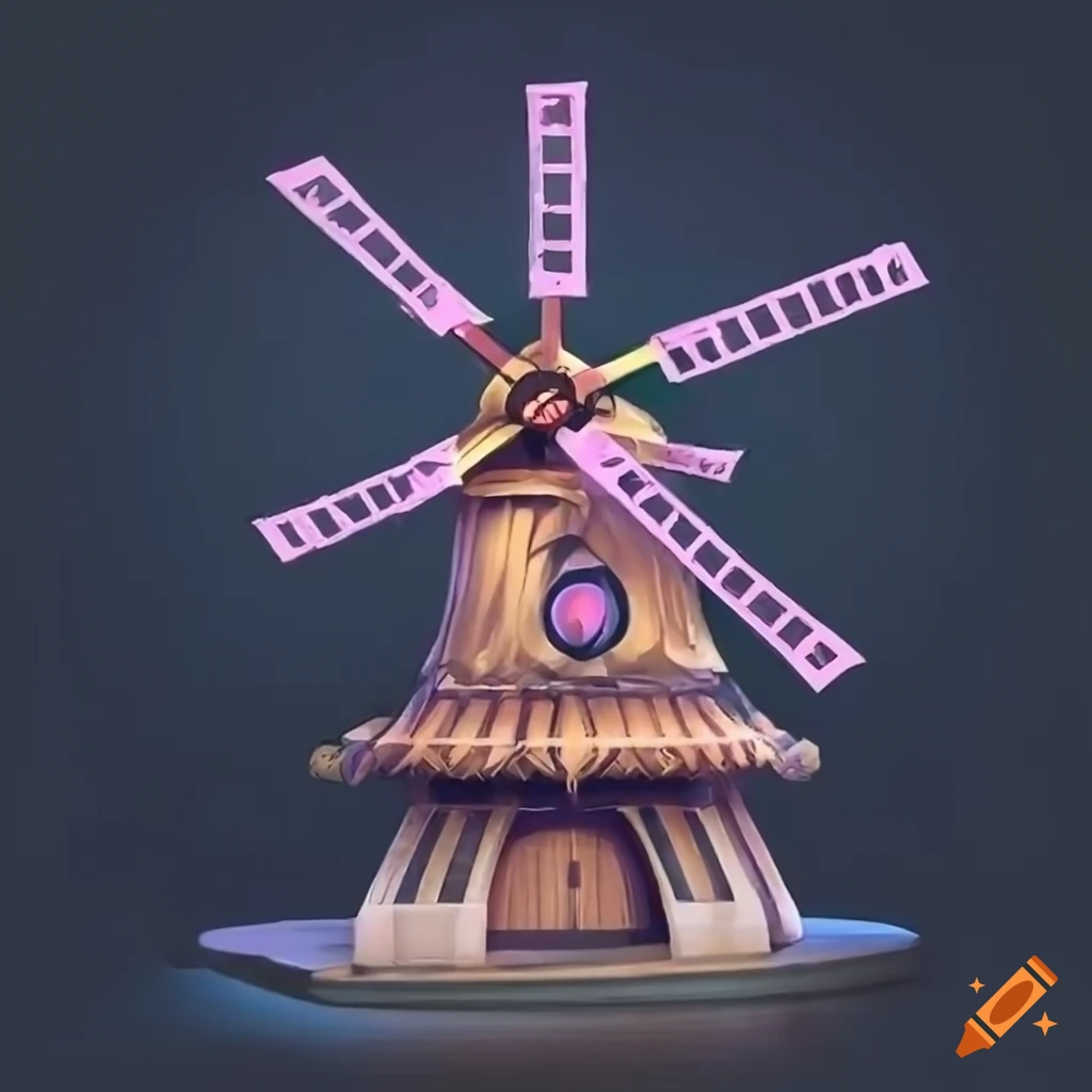 Anime style highly detailed windmill
