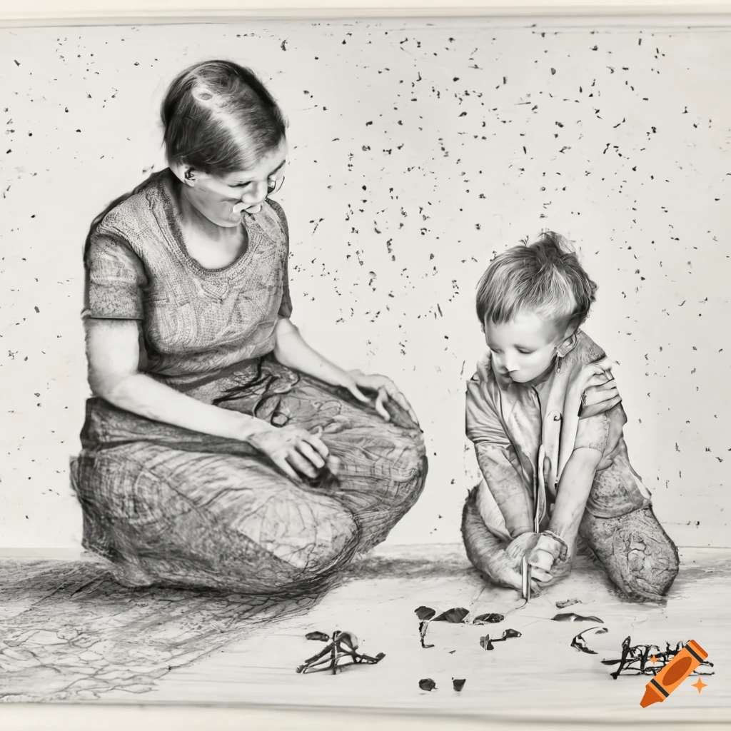 Teacher and child playing games surrounded by soft textures