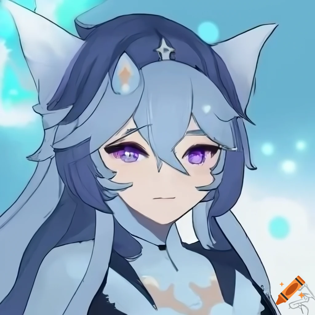 Genshin Impact female OC with cryo vision and arctic fox theme