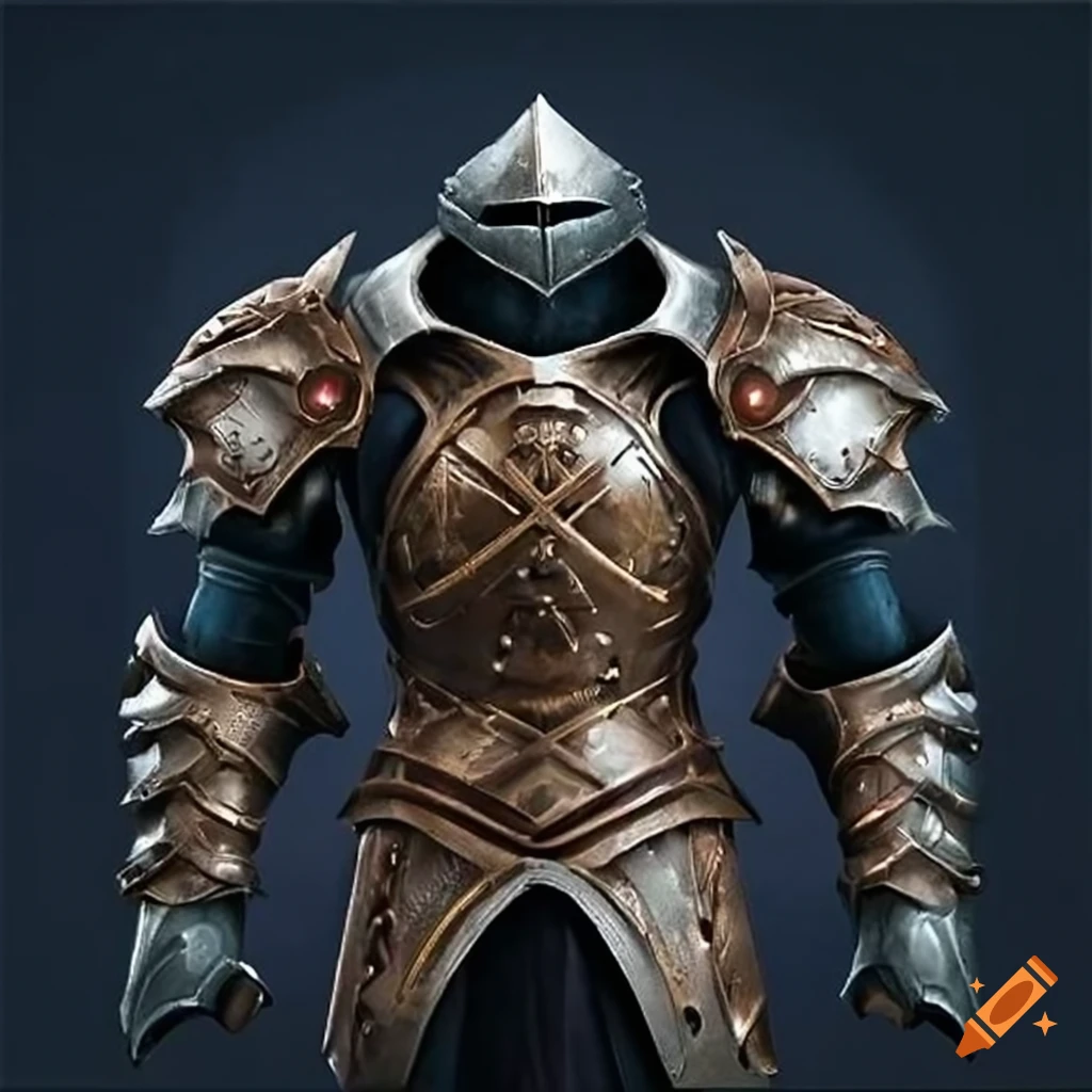 Front view of magic padded armor on Craiyon