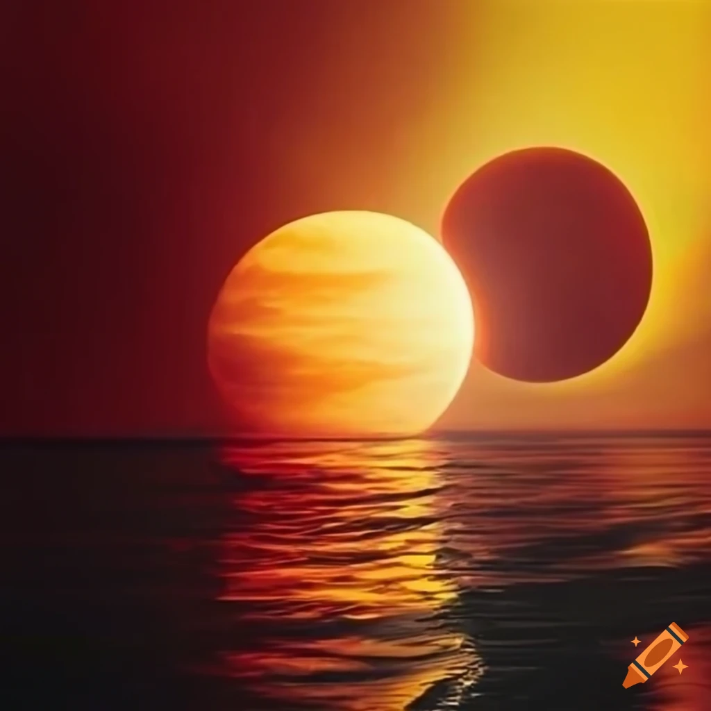 Creator witnessing an eclipse in abstract progressive painting on Craiyon