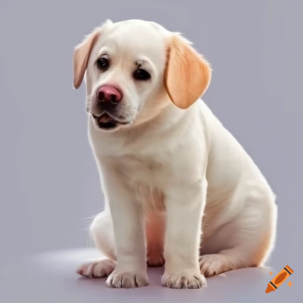 Cachorro de raça mista entre labrador e perdigueiro, branco com manchas  pretas on Craiyon, image size:1024x1024