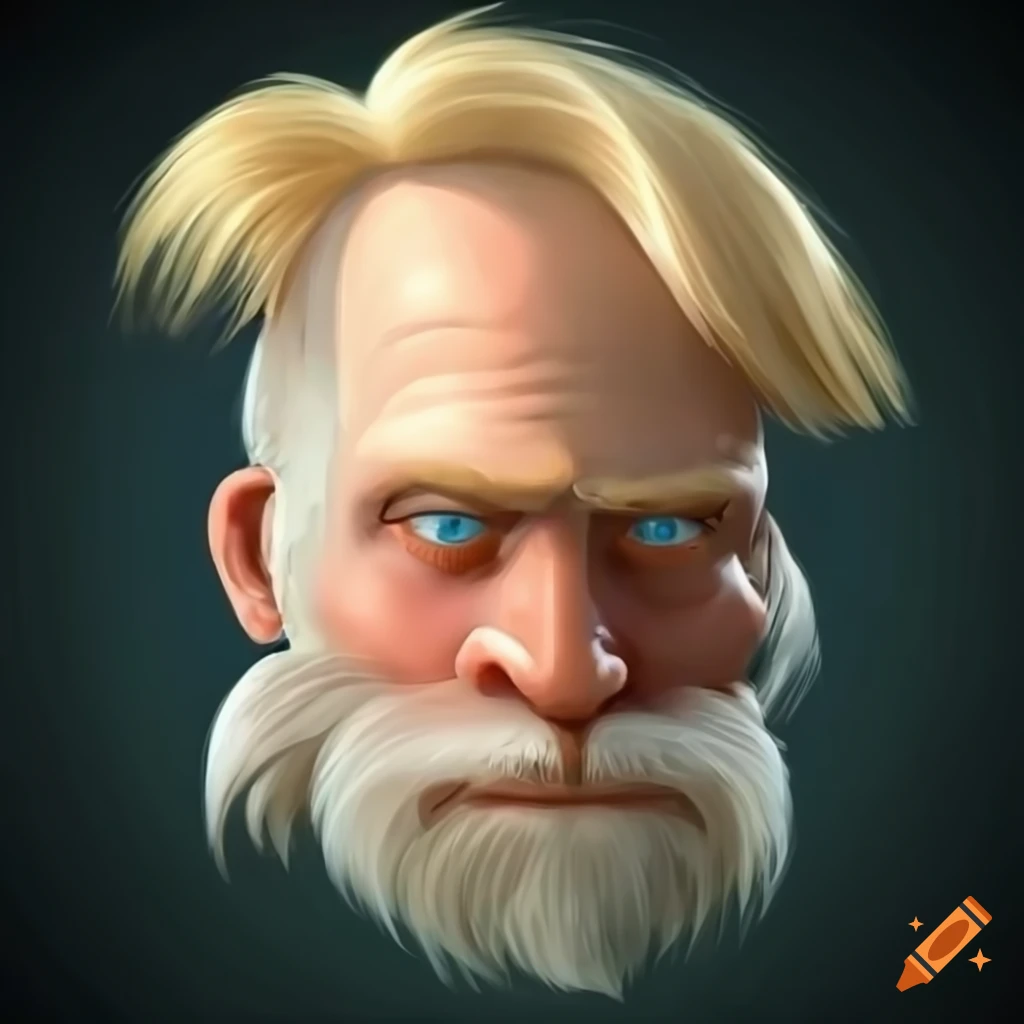 Portrait of a large man with blonde hair and blue eyes on Craiyon