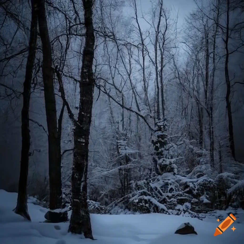 Dark winter wilderness landscape
