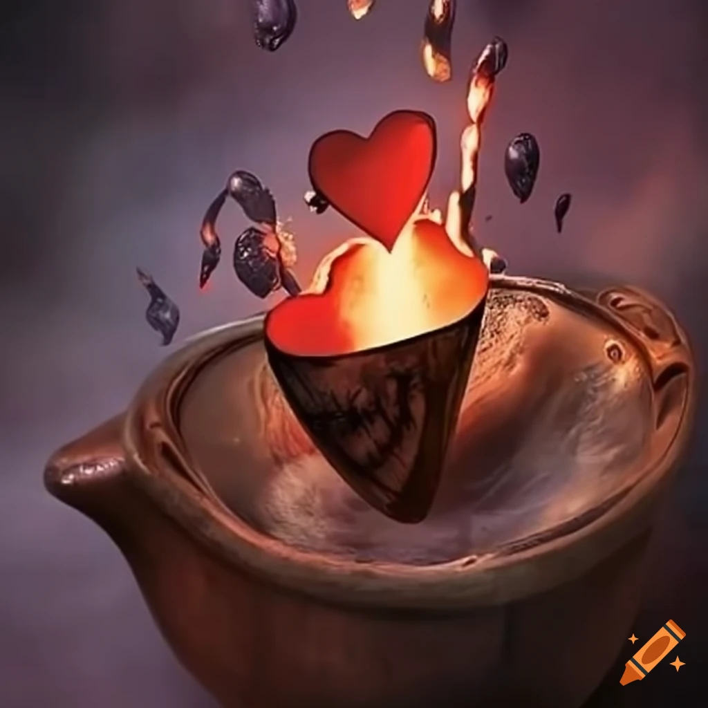Witch's cauldron with hearts