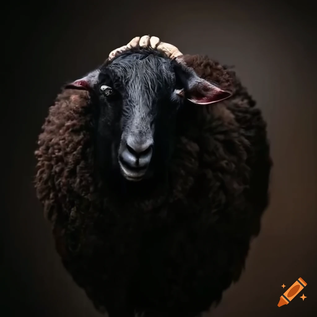 Black Kashmiri sheep on white background