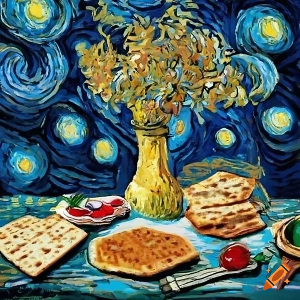 Passover seder in Van Gogh style