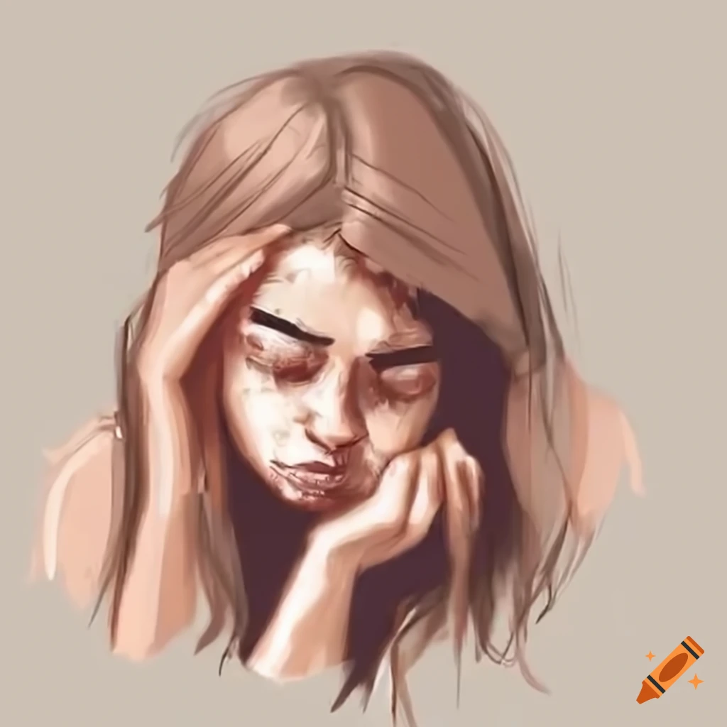 Person looking bored with hand against face