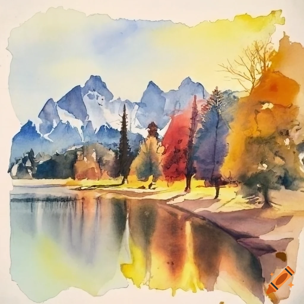 Shattered watercolor of the Bavarian Alps Zatoichi