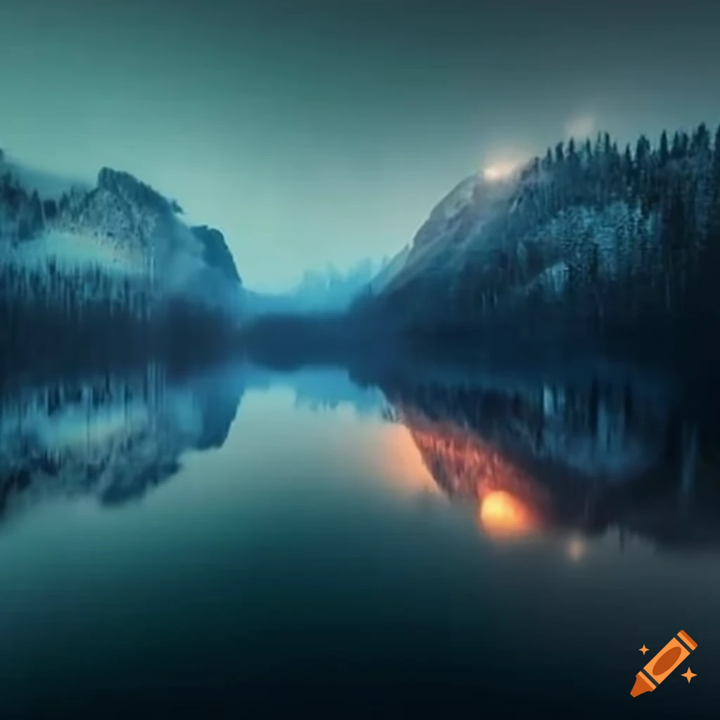 Dynamic water movements from a canoe on a serene lake