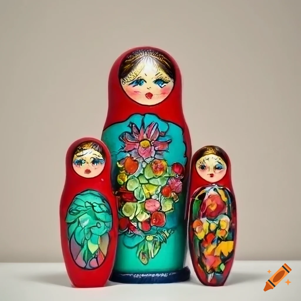 Zhostovo painting Matryoshka set vintage
