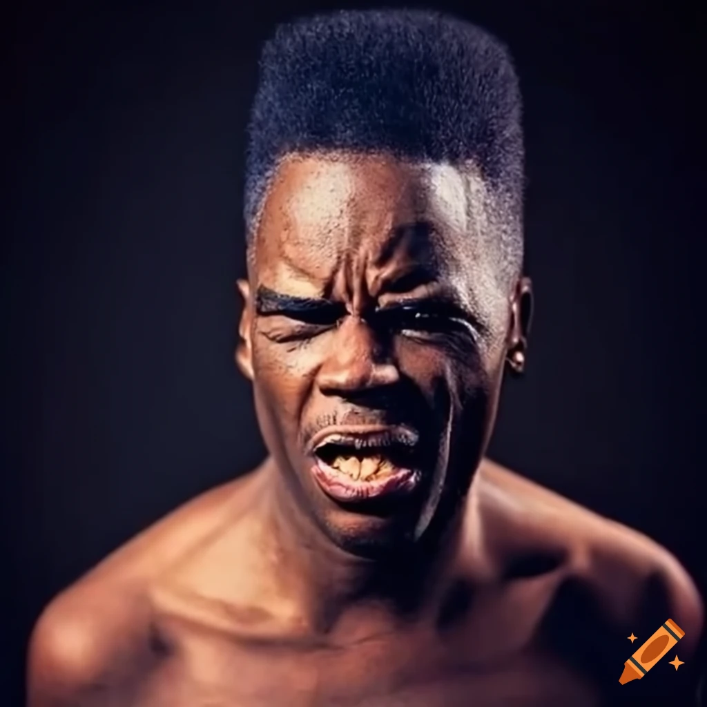 Disgusted man with 80's hi-top fade hairstyle