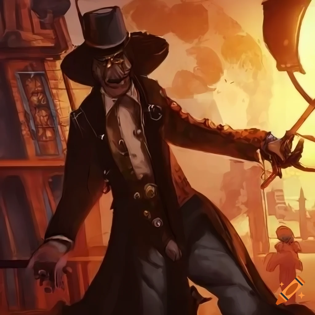 Steampunk mafia taking out the trash in a fantasy art style