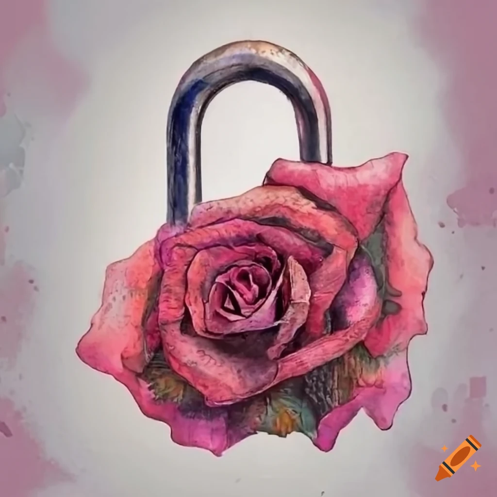 Padlock with engraved rose design